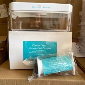 Clever Container Vacuum Seal Canister 1.5 Quarts w/ Manual Pump Airtight Storage